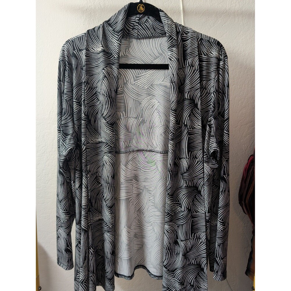 Chico's Easywear Black/White Lightweight Cardigan sz 4/XXL